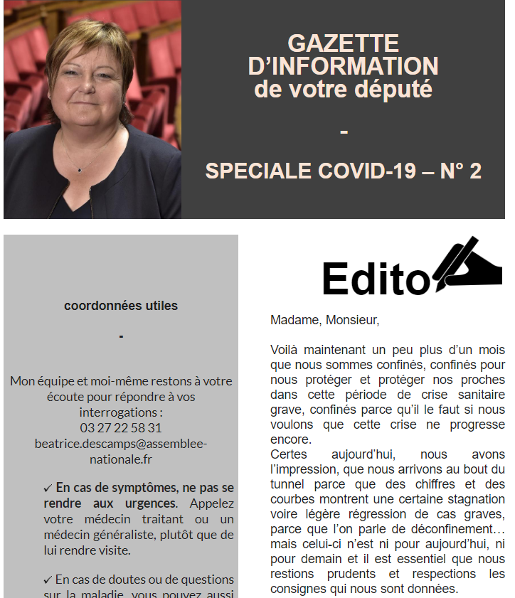 Gazette D’information N° 2 – Spéciale COVID-19;