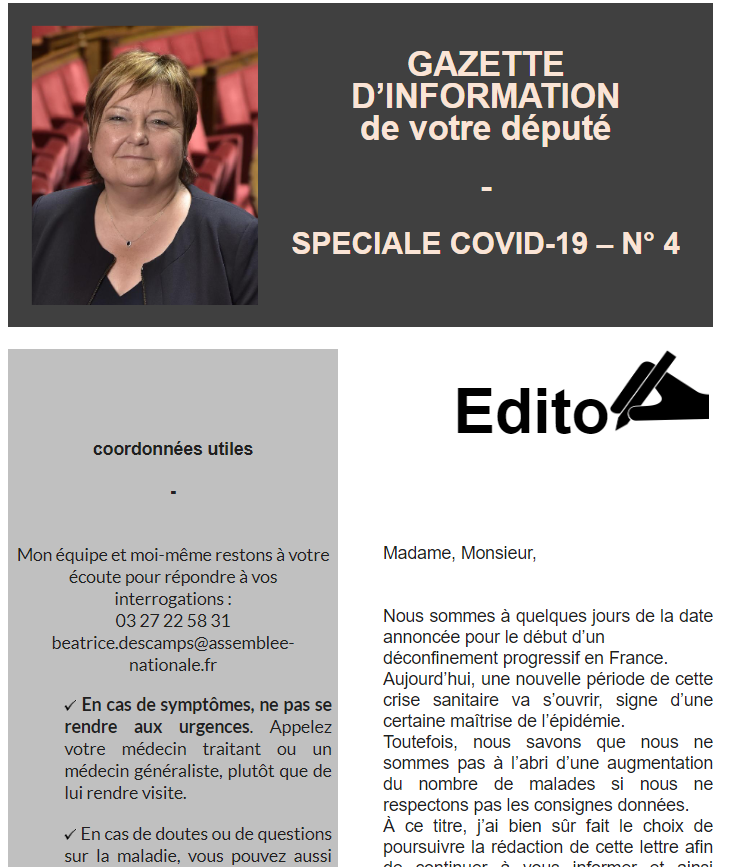 Gazette D’information – SPECIALE COVID-19 – N°4;